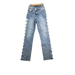 WFFS Diamond Cut Out Rhinestone Embellished High Waist Jeans Size 3